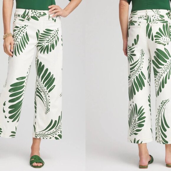 NWT CHICO'S pia palms pull on wide leg crop pants (3/US16) - Picture 1 of 8